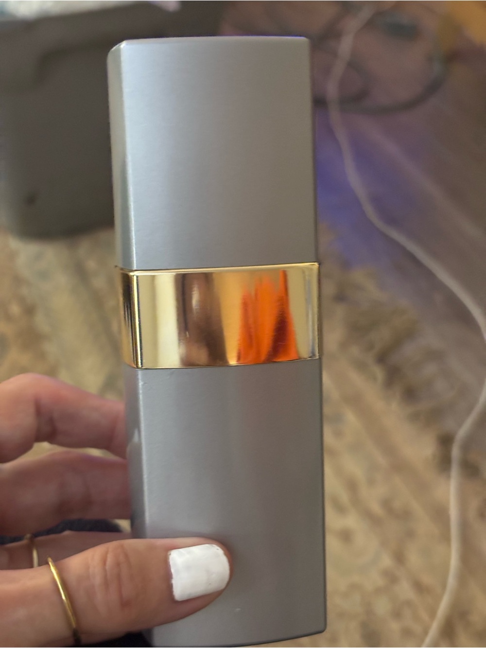 CHANEL Gray and Gold Decorative Candle Holder